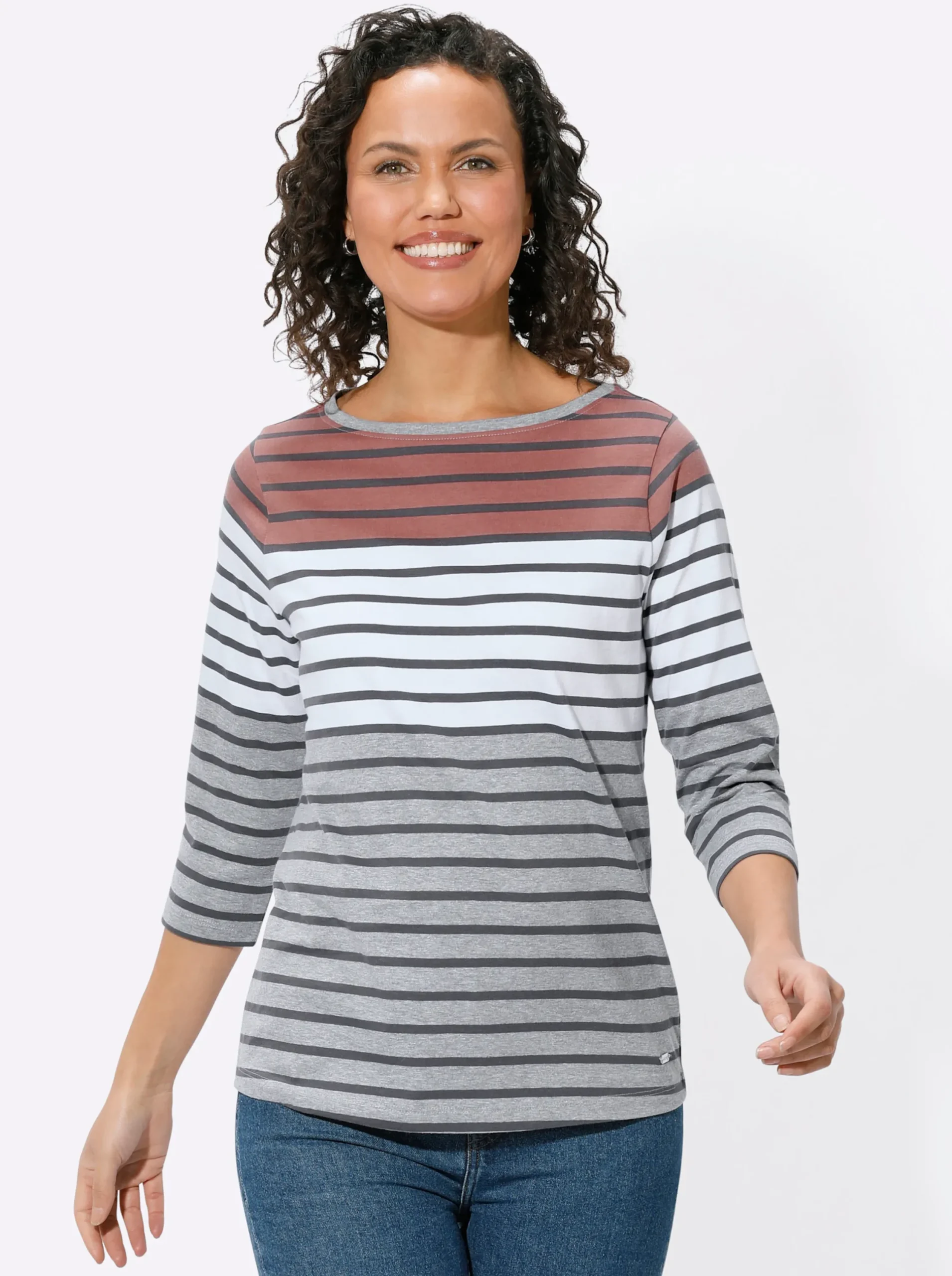 Shirts| Ringelshirt rosenholz-grau-geringelt