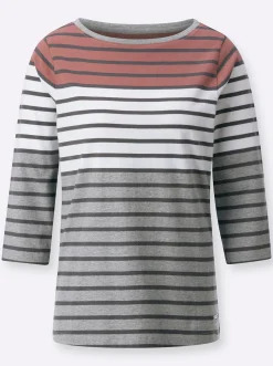 Shirts| Ringelshirt rosenholz-grau-geringelt