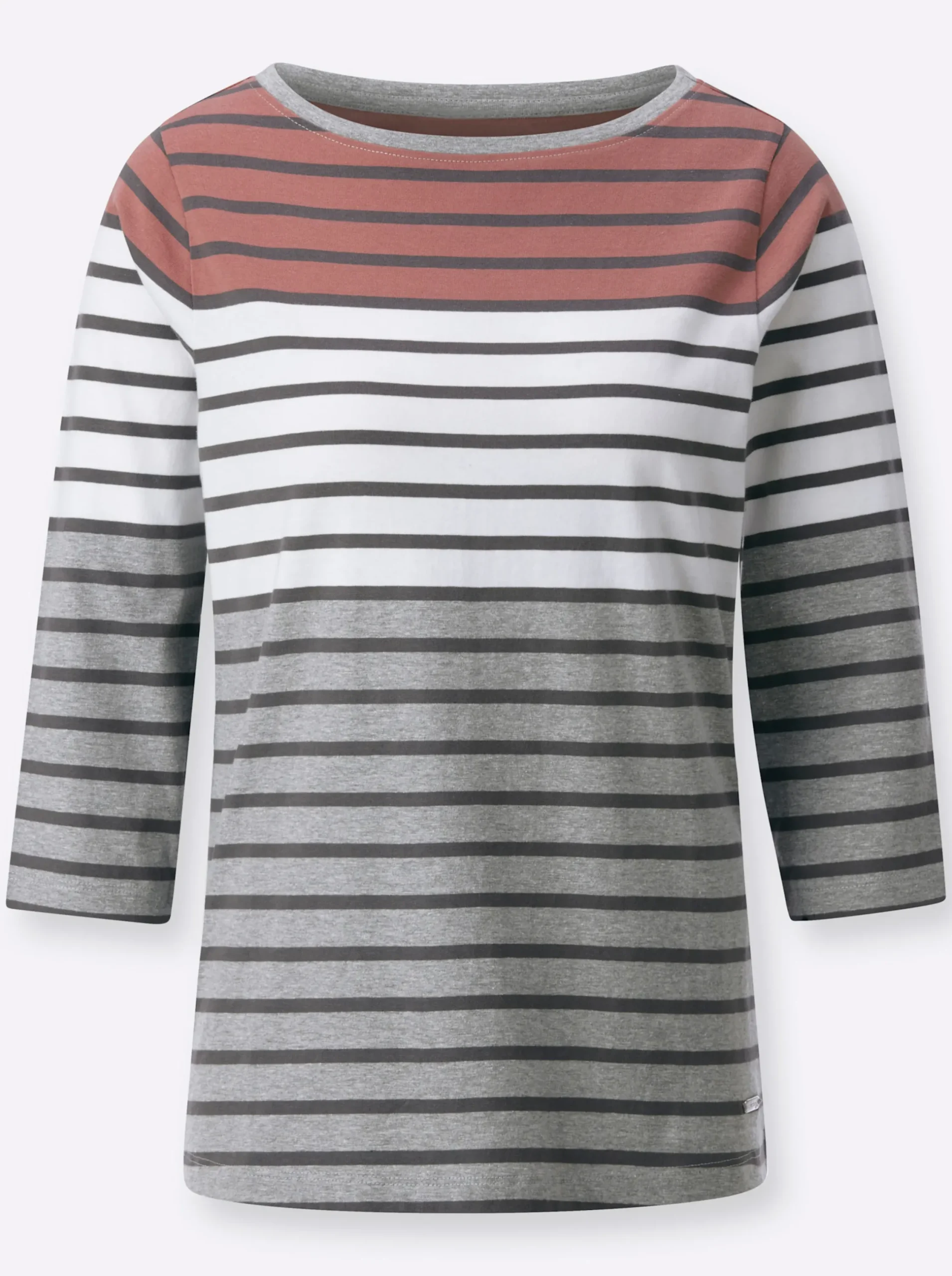 Shirts| Ringelshirt rosenholz-grau-geringelt