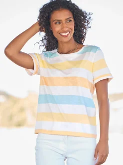 Shirts|heine Ringelshirt apricot-weiß-geringelt