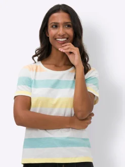 Shirts|heine Ringelshirt apricot-weiß-geringelt