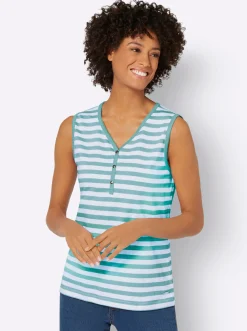 Shirts| Ringelshirt mint-weiß-geringelt
