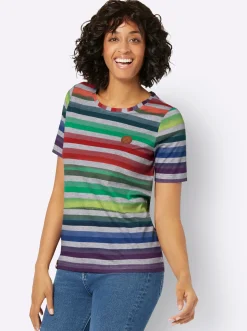 Shirts| Ringelshirt grau-grasgrün-meliert