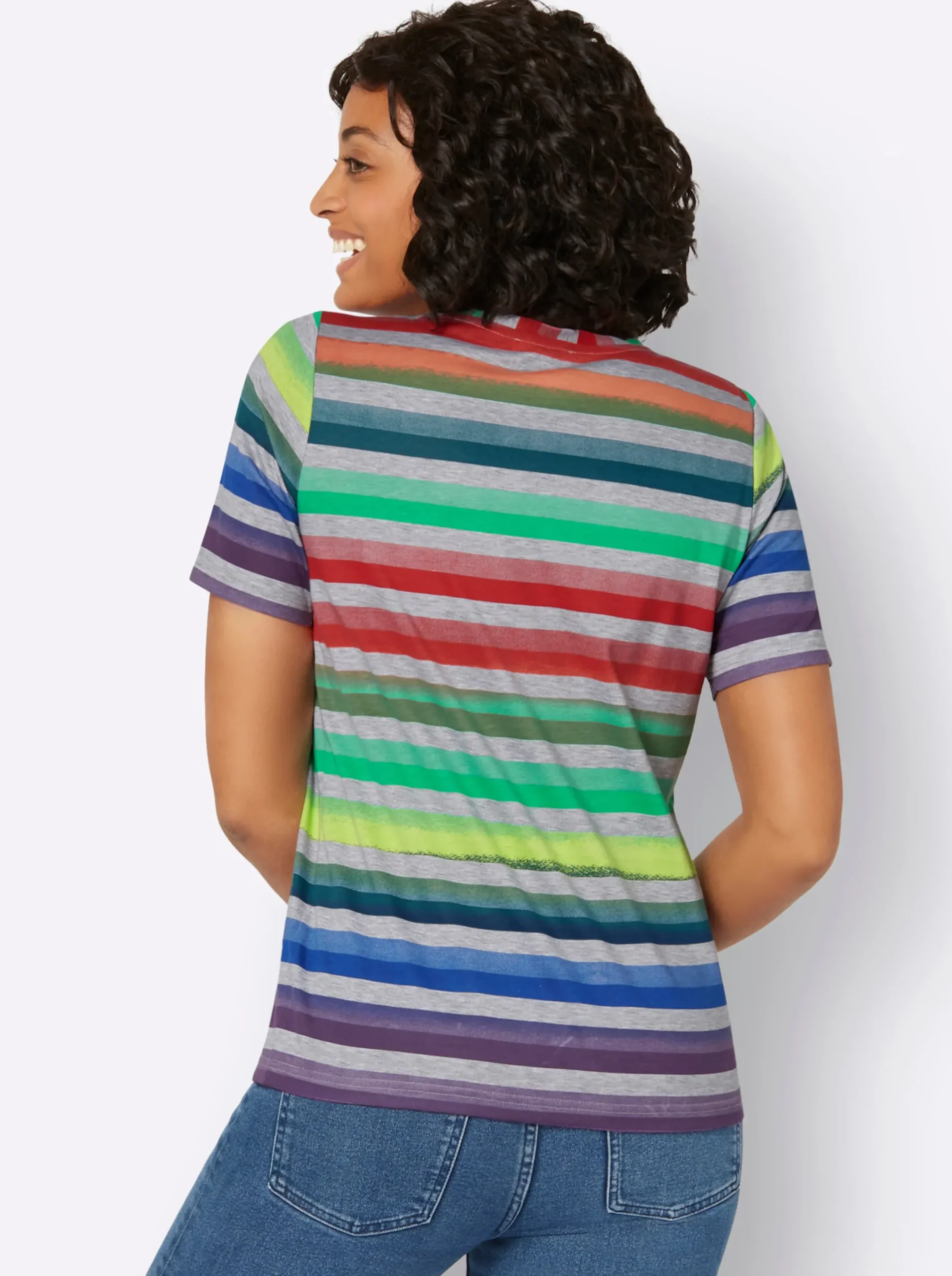 Shirts| Ringelshirt grau-grasgrün-meliert