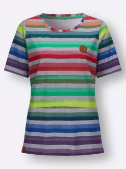 Shirts| Ringelshirt grau-grasgrün-meliert