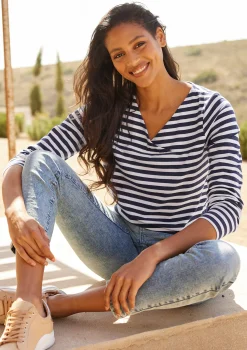 Shirts|heine Ringelshirt in Baumwoll-Modal-Mix marine-ecru-gestreift