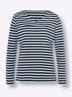 Shirts|heine Ringelshirt in Baumwoll-Modal-Mix marine-ecru-gestreift