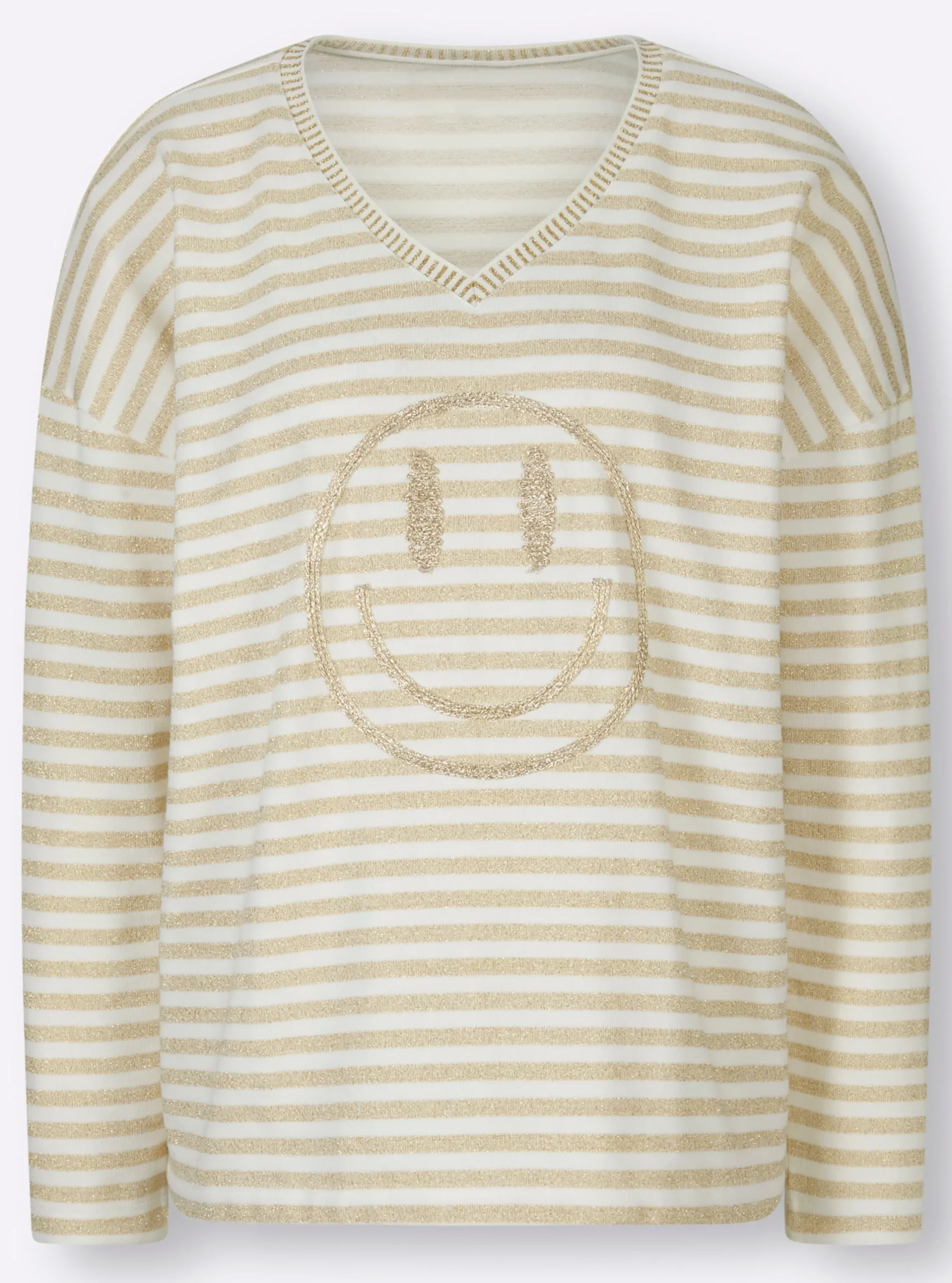 Shirts|heine Ringelshirt mit Glanzgarn ecru-goldfarben-geringelt