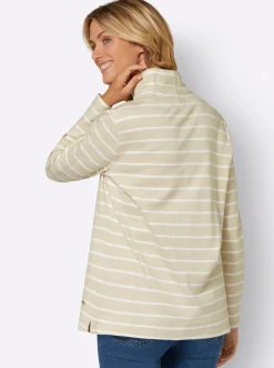 Shirts| Ringelshirt mit halsfernem Stehkragen sand-ecru-gestreift