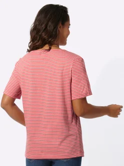 Shirts| Ringelshirt mit kurzen Ärmeln koralle-ecru-geringelt