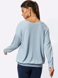 Shirts| Rippshirt in Metallic-Optik hellblau-silberfarben