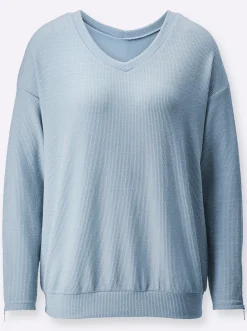 Shirts| Rippshirt in Metallic-Optik hellblau-silberfarben