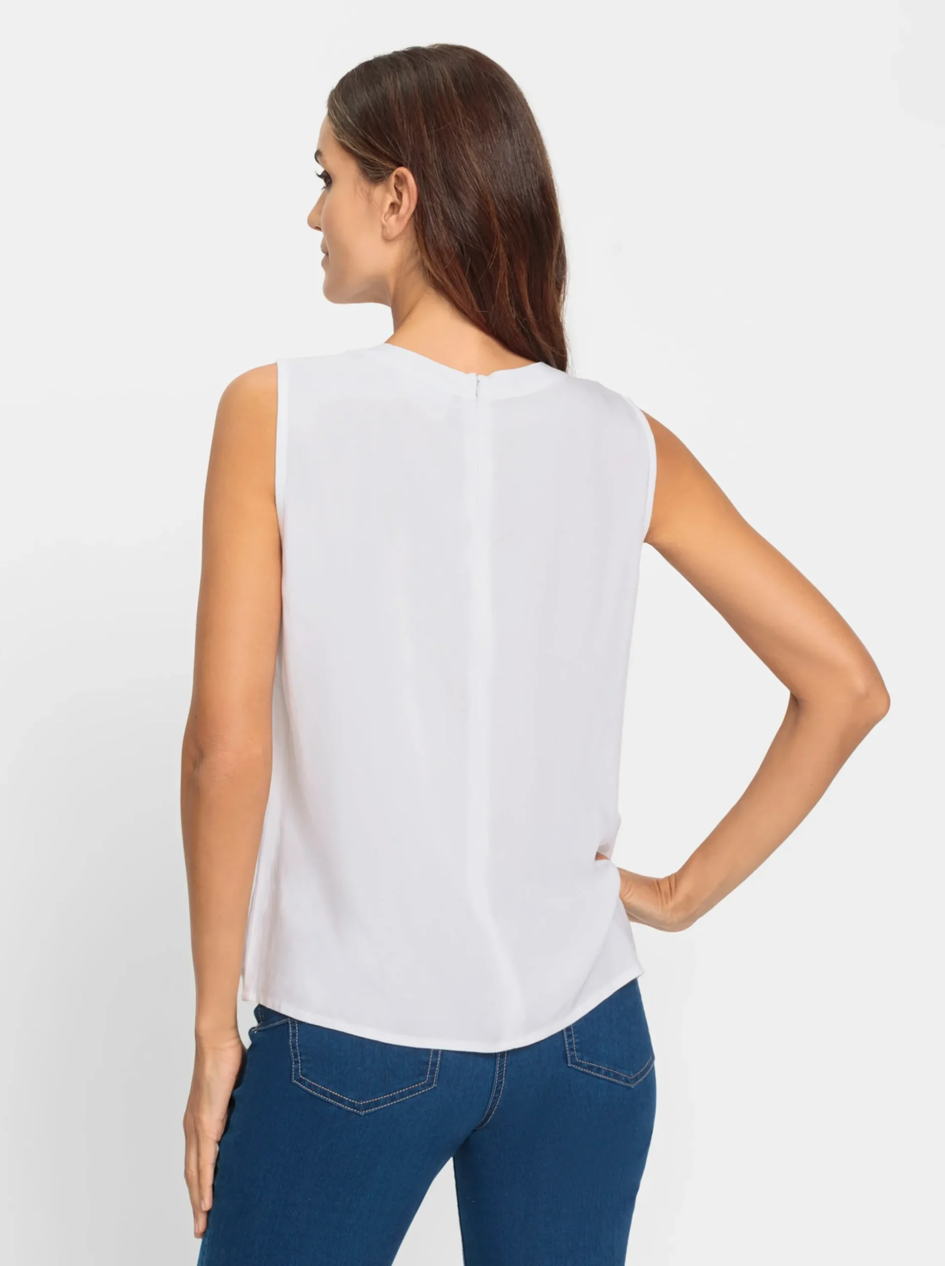 Blusen|heine Ärmellose Bluse mit Schmuck-Detail ecru