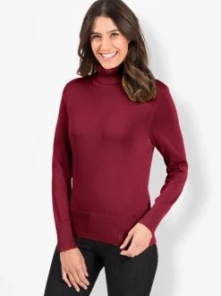 Pullover| Rollkragenpullover aus Feinstrick kirsche
