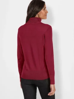 Pullover| Rollkragenpullover aus Feinstrick kirsche