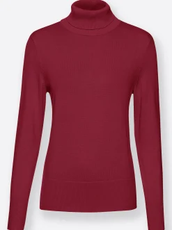 Pullover| Rollkragenpullover aus Feinstrick kirsche