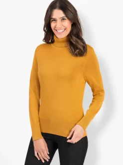 Pullover| Rollkragenpullover aus Feinstrick curry