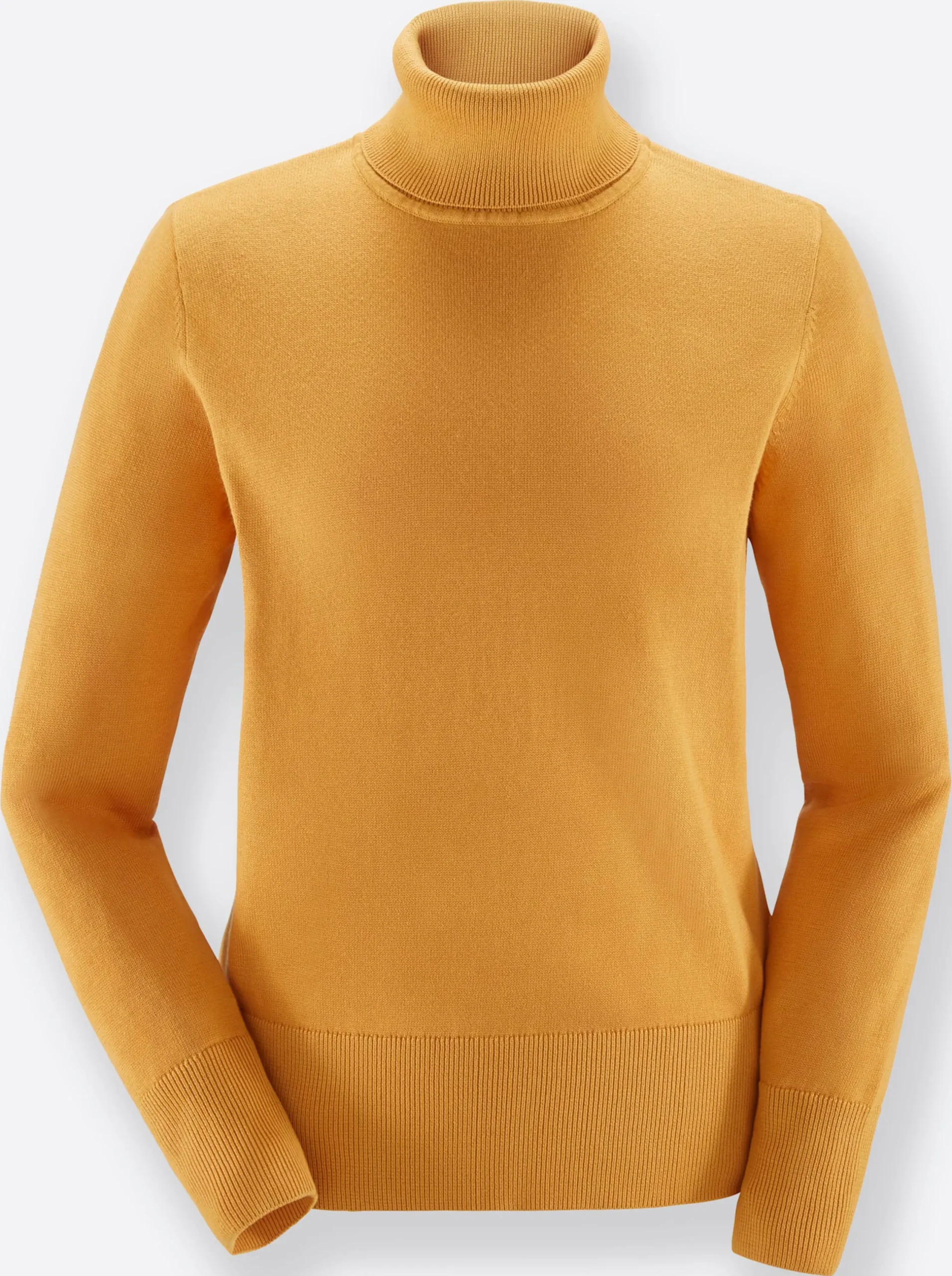 Pullover| Rollkragenpullover aus Feinstrick curry