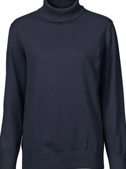 Pullover| Rollkragenpullover aus reiner Baumwolle marine