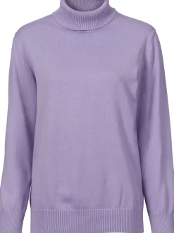 Pullover| Rollkragenpullover aus reiner Baumwolle flieder
