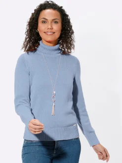 Pullover| Rollkragenpullover im Baumwoll-Mix eisblau
