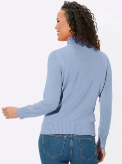 Pullover| Rollkragenpullover im Baumwoll-Mix eisblau