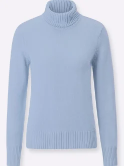 Pullover| Rollkragenpullover im Baumwoll-Mix eisblau