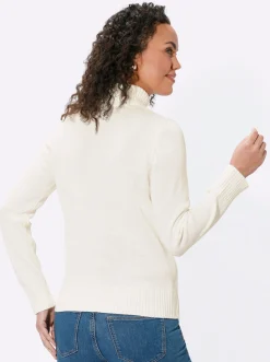 Pullover| Rollkragenpullover im Baumwoll-Mix wollweiß