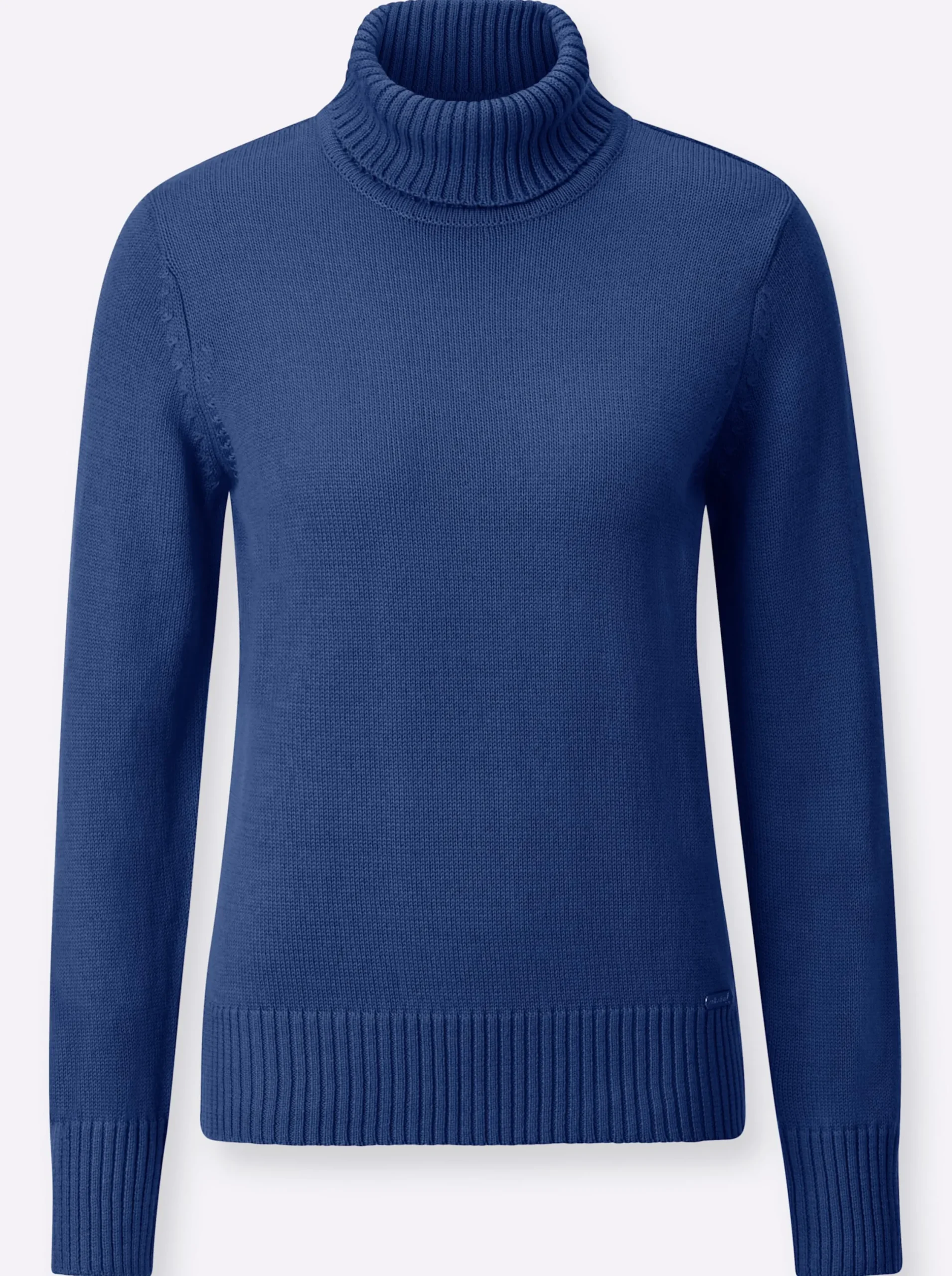 Pullover| Rollkragenpullover im Baumwoll-Mix royalblau
