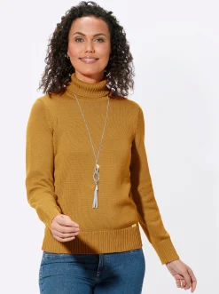 Pullover| Rollkragenpullover im Baumwoll-Mix maisgelb