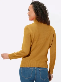 Pullover| Rollkragenpullover im Baumwoll-Mix maisgelb