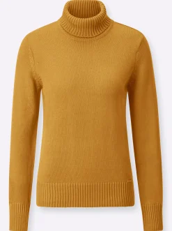 Pullover| Rollkragenpullover im Baumwoll-Mix maisgelb