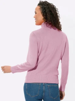 Pullover| Rollkragenpullover im Baumwoll-Mix altrosé