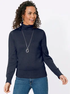 Pullover| Rollkragenpullover im Baumwoll-Mix marine