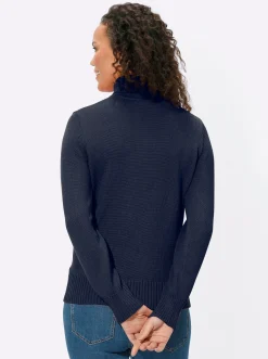 Pullover| Rollkragenpullover im Baumwoll-Mix marine