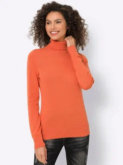 Pullover|heine Rollkragenpullover in Feinstrick-Qualität orange