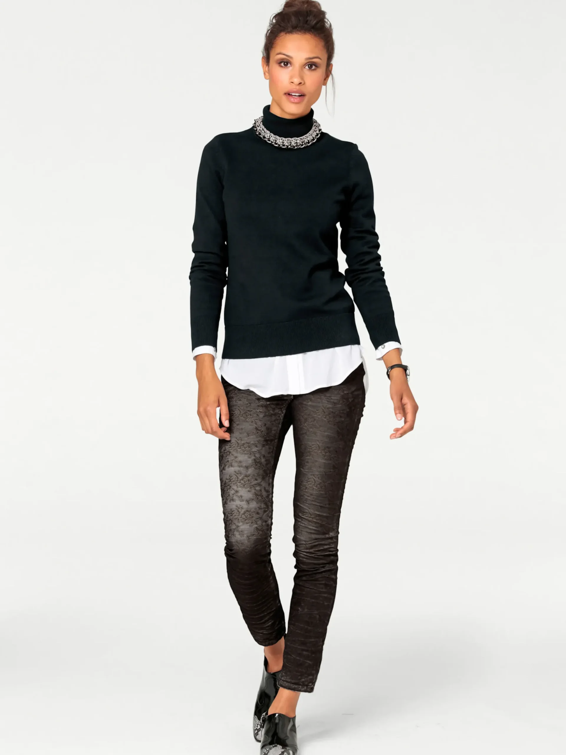 Pullover|heine Rollkragenpullover in Feinstrick-Qualität schwarz