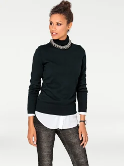 Pullover|heine Rollkragenpullover in Feinstrick-Qualität schwarz