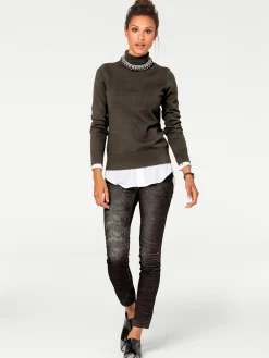 Pullover|heine Rollkragenpullover in Feinstrick-Qualität oliv