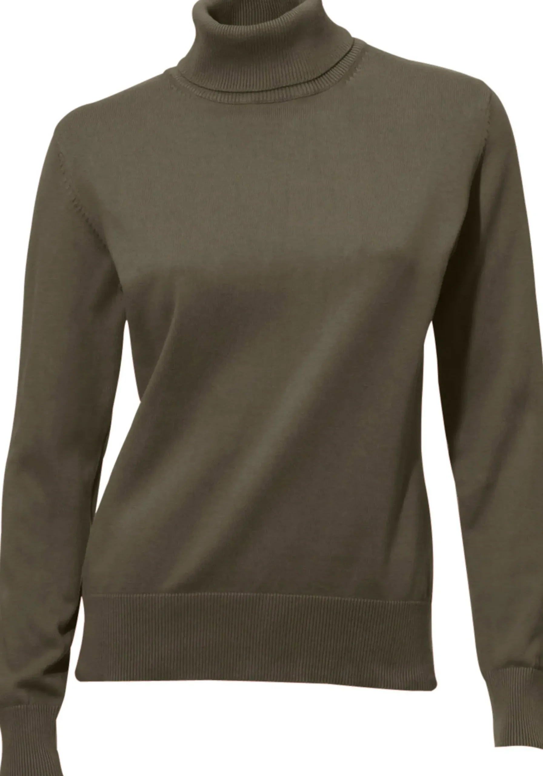 Pullover|heine Rollkragenpullover in Feinstrick-Qualität oliv