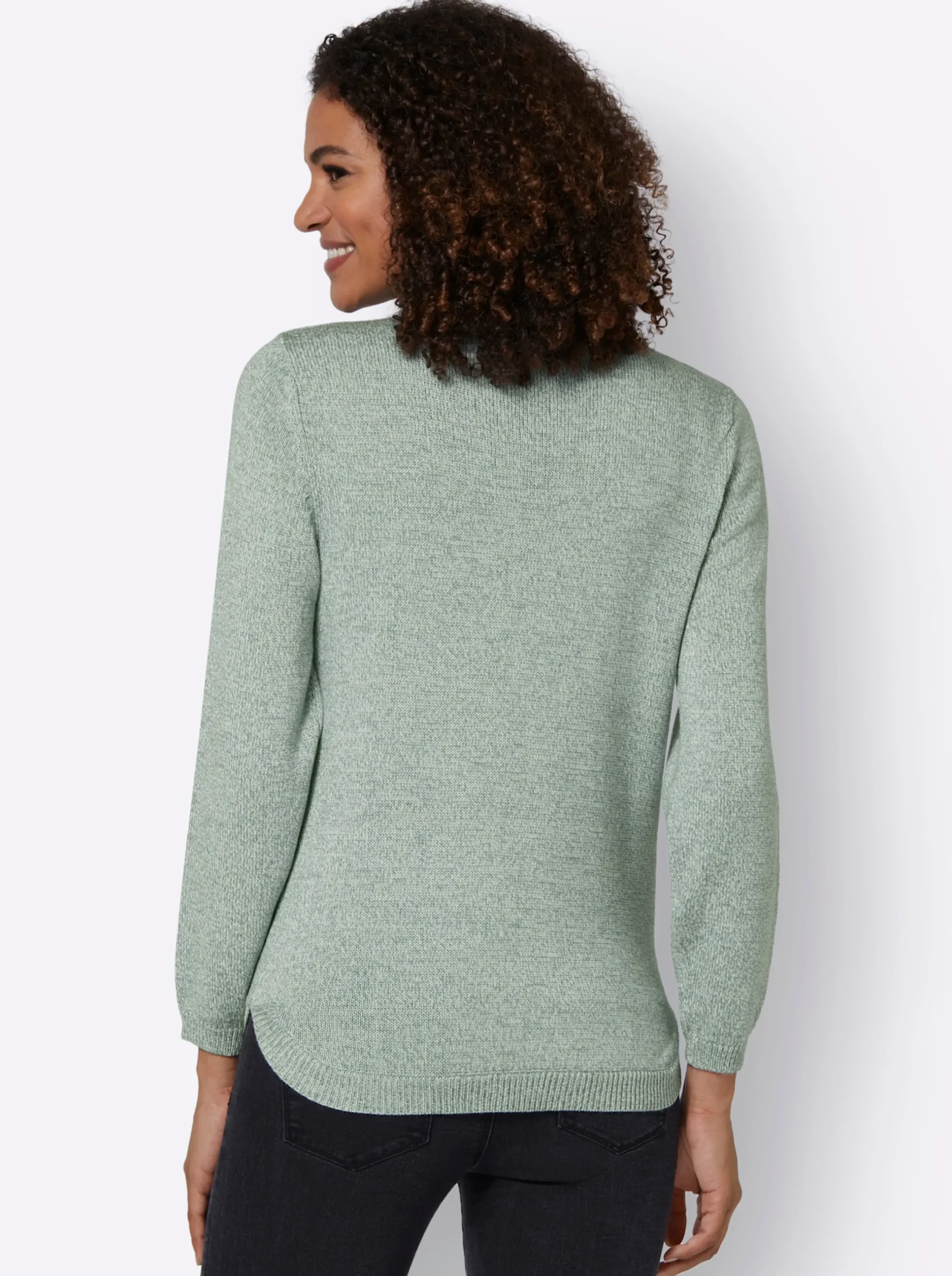 Pullover| Rollkragenpullover in Melange-Qualität jade-kalkmint-meliert