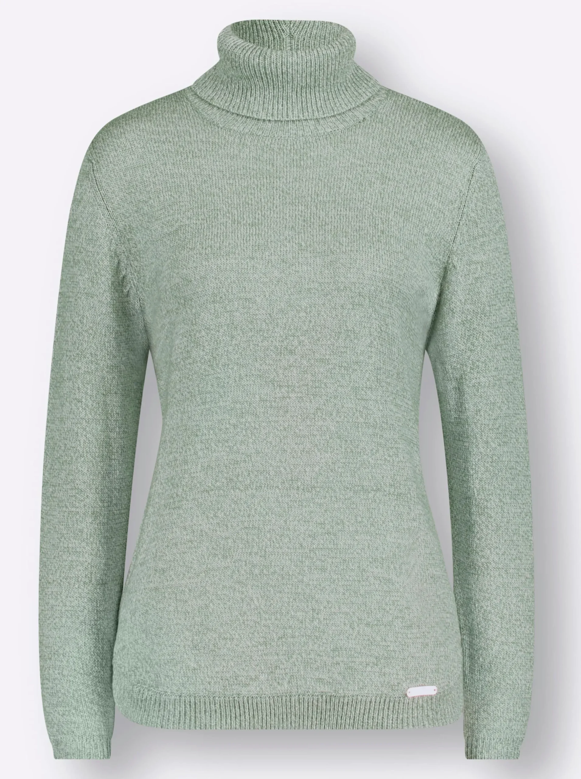 Pullover| Rollkragenpullover in Melange-Qualität jade-kalkmint-meliert