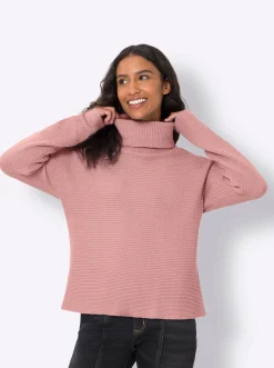 Pullover|heine Rollkragenpullover in Rippoptik, Fledermausärmel rosenquarz