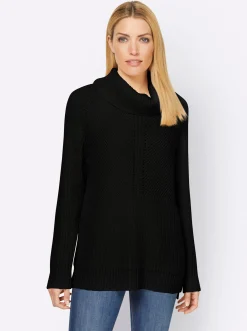 Pullover|heine Rollkragenpullover mit aufwendigem Strickmuster schwarz