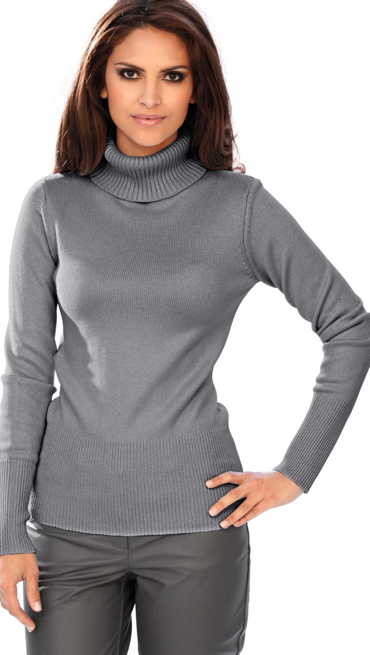 Basics|Pullover|heine Rollkragenpullover mit Kaschmir-Anteil grau-melange