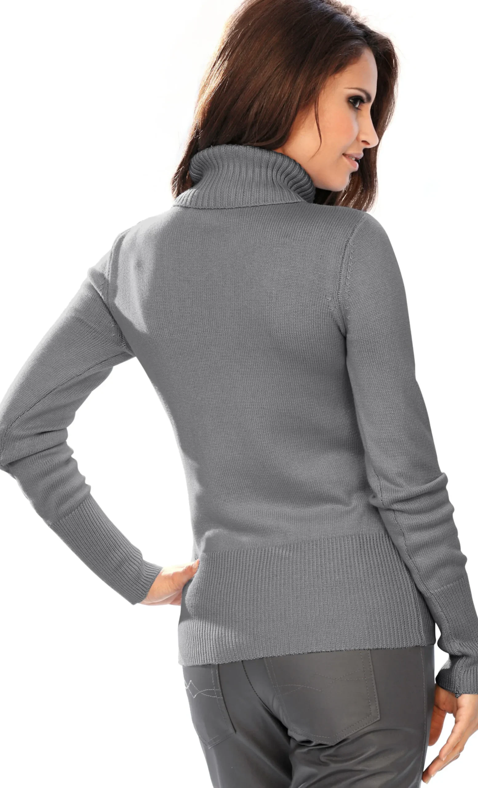Basics|Pullover|heine Rollkragenpullover mit Kaschmir-Anteil grau-melange