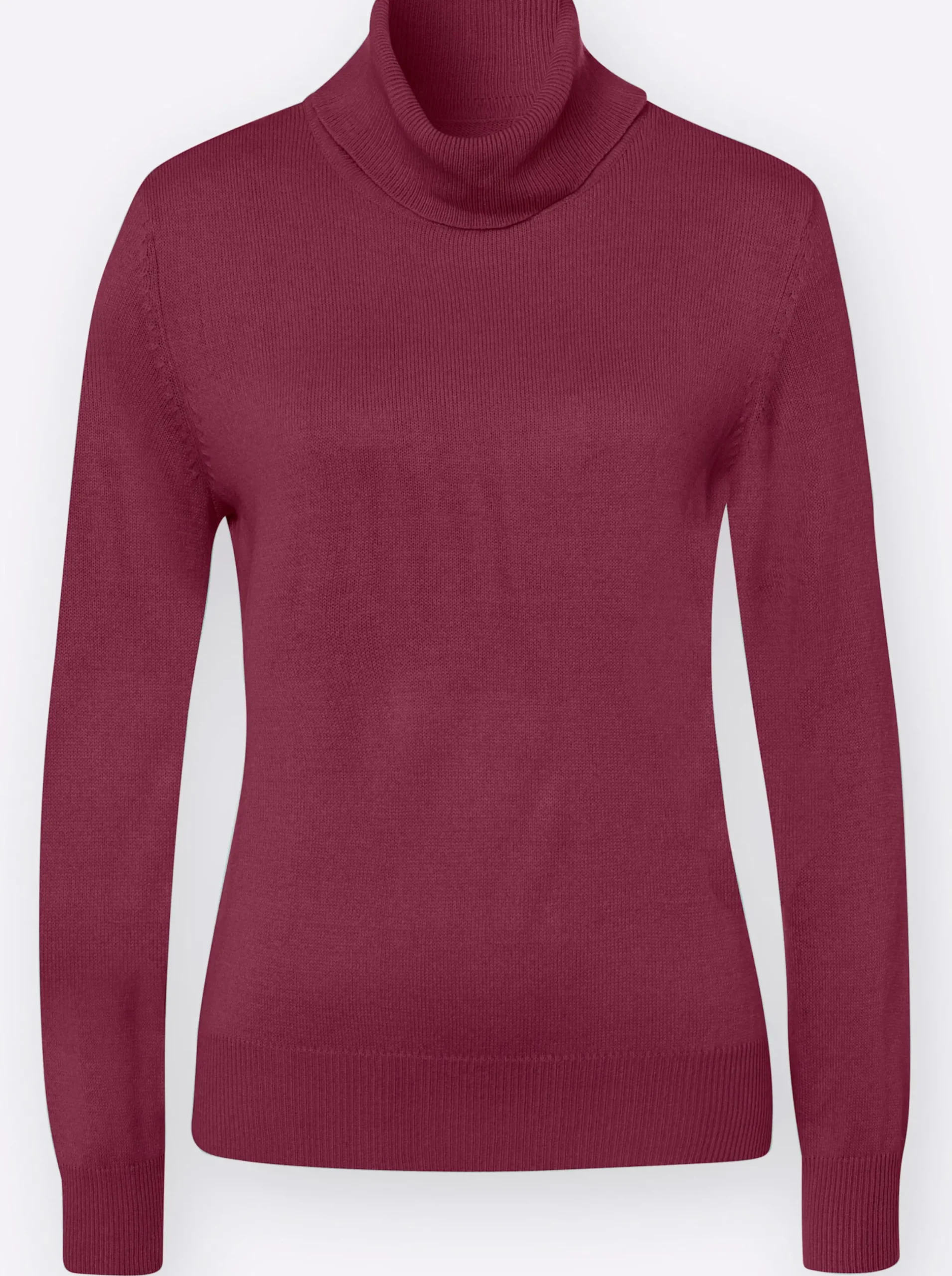 Basics| Rollkragenpullover mit Ripp-Bündchen bordeaux