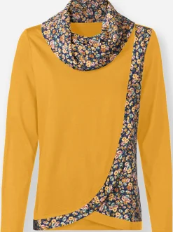 Shirts| Rollkragenshirt ocker-marine-gemustert