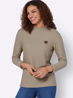 Shirts| Rollkragenshirt aus Jacquard-Strick schlamm