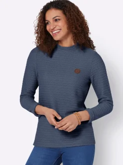 Shirts| Rollkragenshirt aus Jacquard-Strick rauchblau